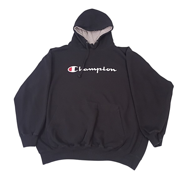 Champion Other - Champion Mens 2XL Black Script Logo Pullover Hoodie Fleece Sweatshirt